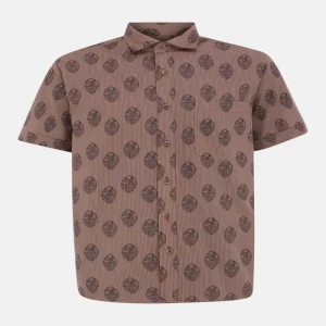 Brown Printed Cotton Shirt