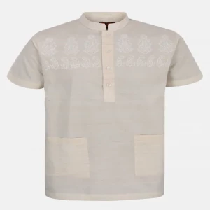 Ecru Embroidered Endi Cotton Fatua