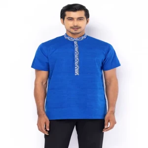 Blue Embroidered Cotton Fatua