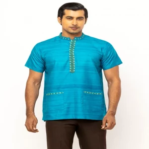 Blue Embroidered Endi Silk Fatua
