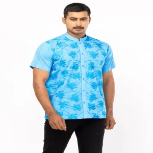 Blue Embroidered Cotton Fatua