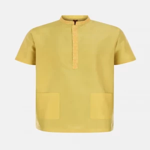 Lemon Yellow Embroidered Silk Fatua