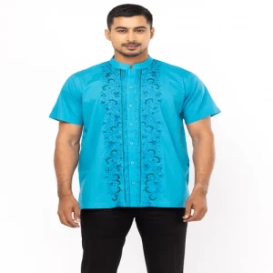 Blue Embroidered Cotton Fatua