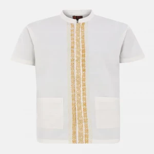 Ecru Embroidered Endi Cotton Fatua