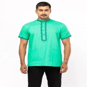 Green Printed and Embroidered Cotton Fatua