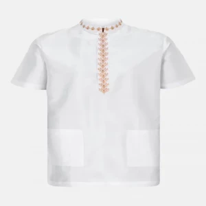 White Embroidered Silk Fatua