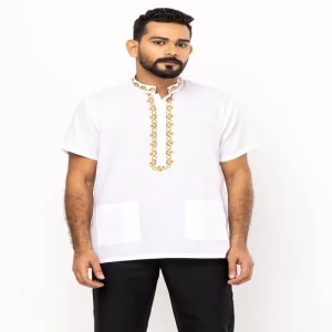 White Embroidered Cotton Fatua