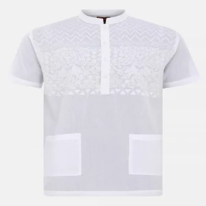 White Appliqued and Embroidered Cotton Fatua