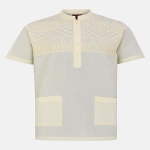 Beige Embroidered Cotton Fatua
