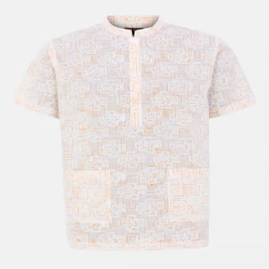 White Printed And Textured Cotton Fatua