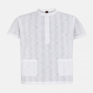 White Printed And Embroidered Cotton Fatua