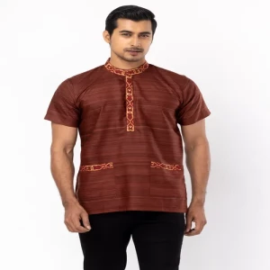 Chocolate Embroidered Endi Silk Fatua