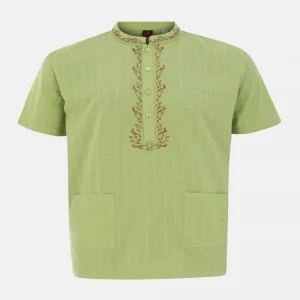 Parrot Green Embroidered Cotton Fatua