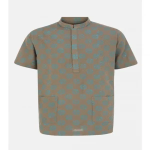 Olive-Brown Printed And Textured Cotton Fatua