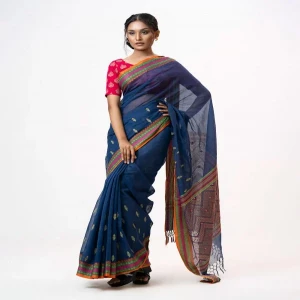 Navy Blue Cotton Saree