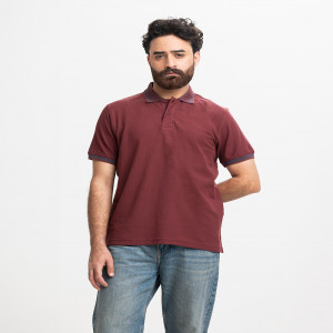 Maroon Cotton Pique Polo