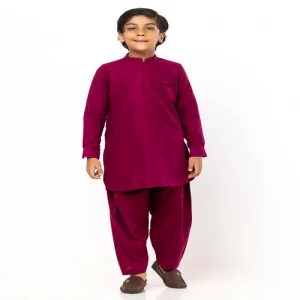 Mulberry Textured Viscose-Cotton Panjabi Pajama Set