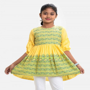 Yellow Viscose Kids Tunic