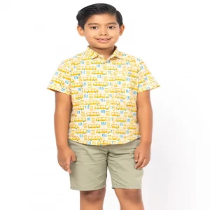 Beige Printed Cotton Shirt