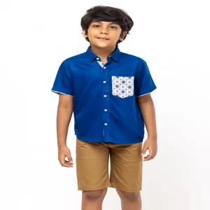Blue Viscose Shirt Pant Set