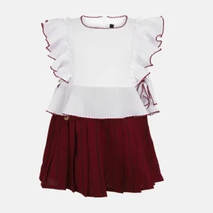 White Linen Skirt Top Set