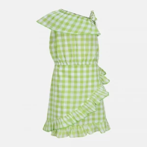 Green Check Cotton Skirt Top Set