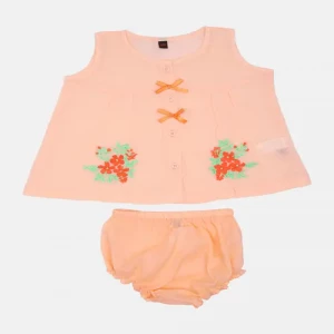 Peach Embroidered Voile Nima Set