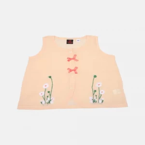 Peach Embroidered Voile Nima