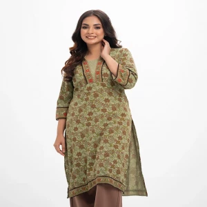 Green Viscose A-line Kameez
