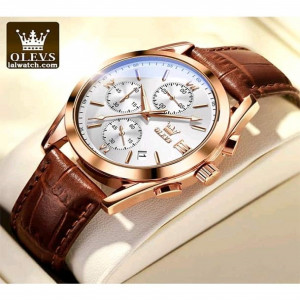 OLEVS 2872 Waterproof Quartz Fashion Watch For Men White