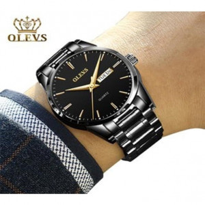 Men's OLEVS 6898 Stainless Steel Quartz Luminous Waterproof Watch Black