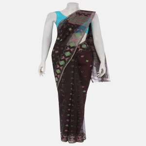 Chocolate Half Silk Jamdani Saree