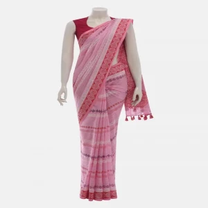 Pink Printed Cotton Saree