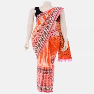 Multicolour Printed and Tie-Dyed Cotton Saree