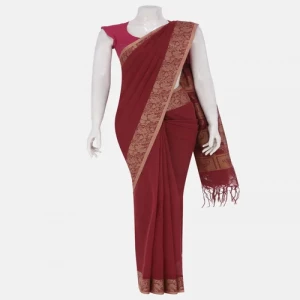 Maroon Pabna Cotton Baluchari Saree