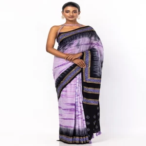 Lavender Printed and Tie-Dyed Cotton Saree