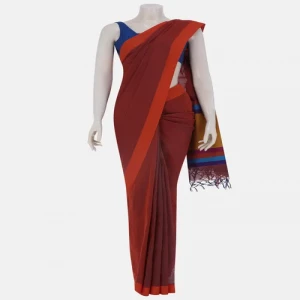 Brick Red Dual Tone Tangail Cotton Saree