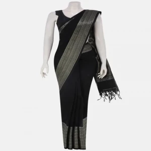 Black Tangail Cotton Baluchari Saree