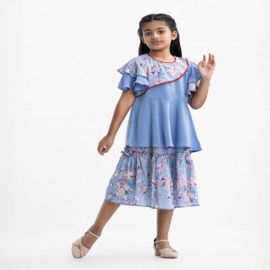 Blue  Georgette  Woven Set