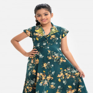 Green Georgette A-line Frock