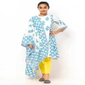 White Printed Voile Shalwar Kameez