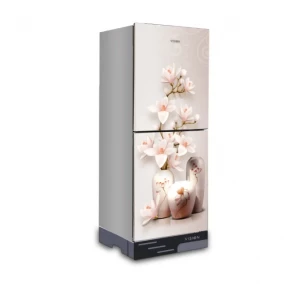 VISION Glas Door Refrigerator RE-222 Liter Vase W Magnolia Flower Top Mount