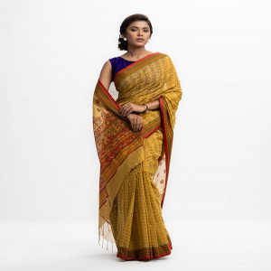 Brown Cotton Saree