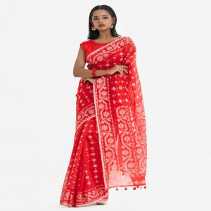 Red Half silk  Saree