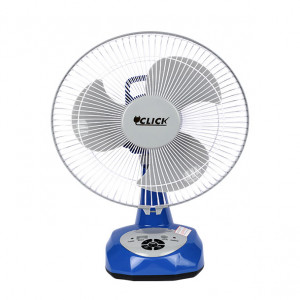 Click Rechargeable Table Fan 12'' Blue With USB Charger