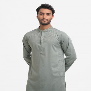 Green Jacquard Semi Fit Panjabi