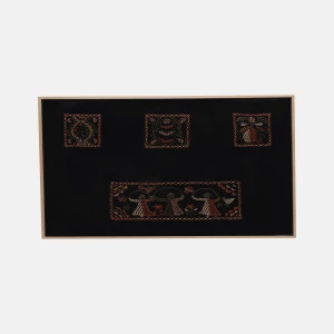 3 Doll Nakshi Kantha Cotton Wall Hanging Frame