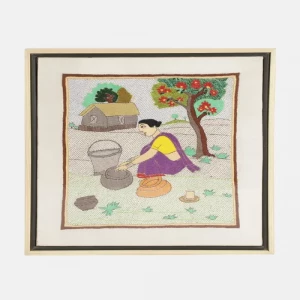 Nakshi Kantha Embroidered Silk Tapestry