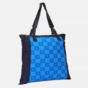 Sky Blue Printed Nakshi Kantha Cotton Shoulder Bag