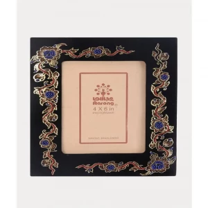 Black Printed and Embroidered Velvet Photo Frame